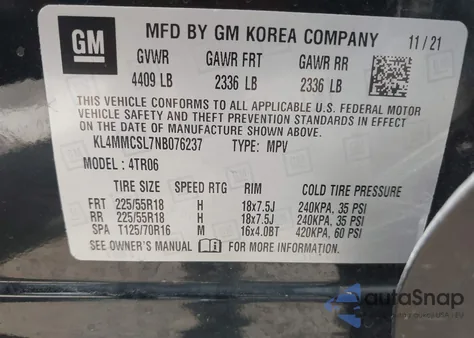 2022 Buick Encore Gx Awd Preferred z USA, uszkodzony, nr VIN KL4MMCSL7NB076237